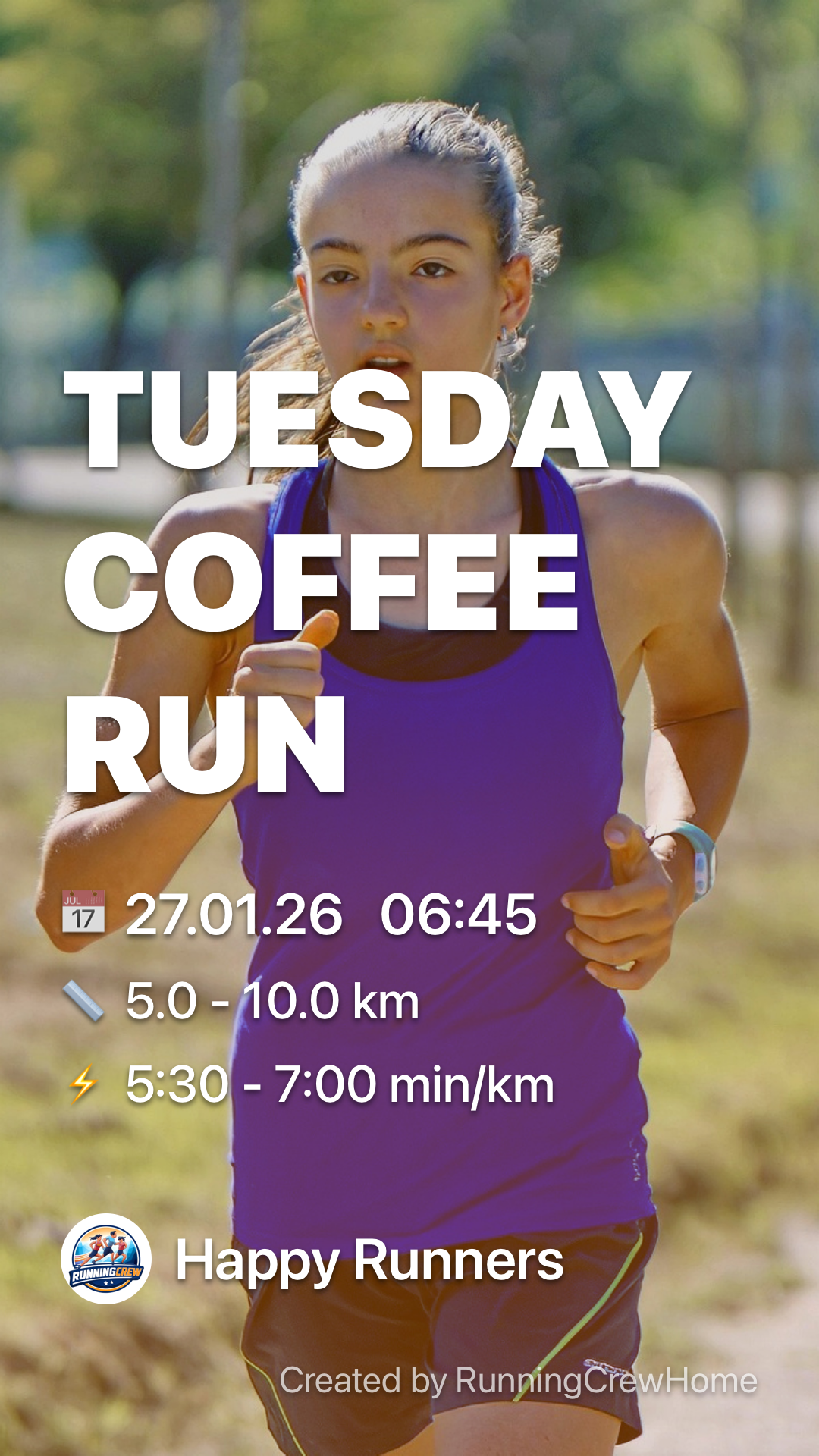 Running Crew Invite Example - Tuesday Coffee Run